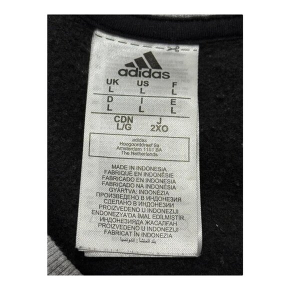 Adidas Sweatshirt Mens Large Crewneck Pullover Athletic Colorblock Black Gray - Picture 6 of 8